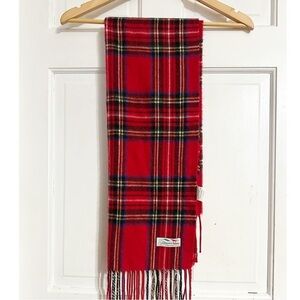 L'Accessorio Italiano RED PLAID Scarf with Fringe made   in Italy